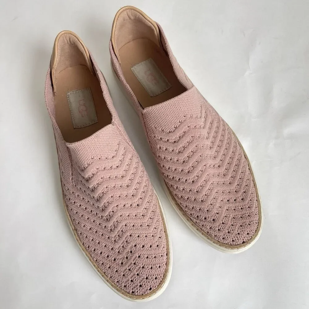 UGGs Women's Sammy Chevron Slip On‎ Comfort Knit Shoes Flats US 8 Pink